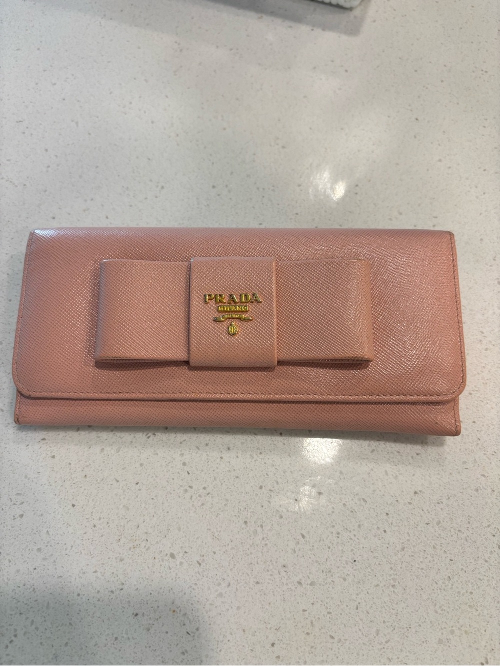 Prada Blush Saffiano Bow Wallet